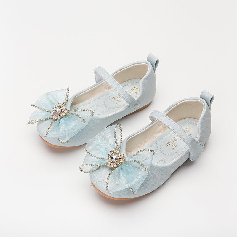 Single Shoes Cute Bow Rhinestone Soft Sole Flat Shoes