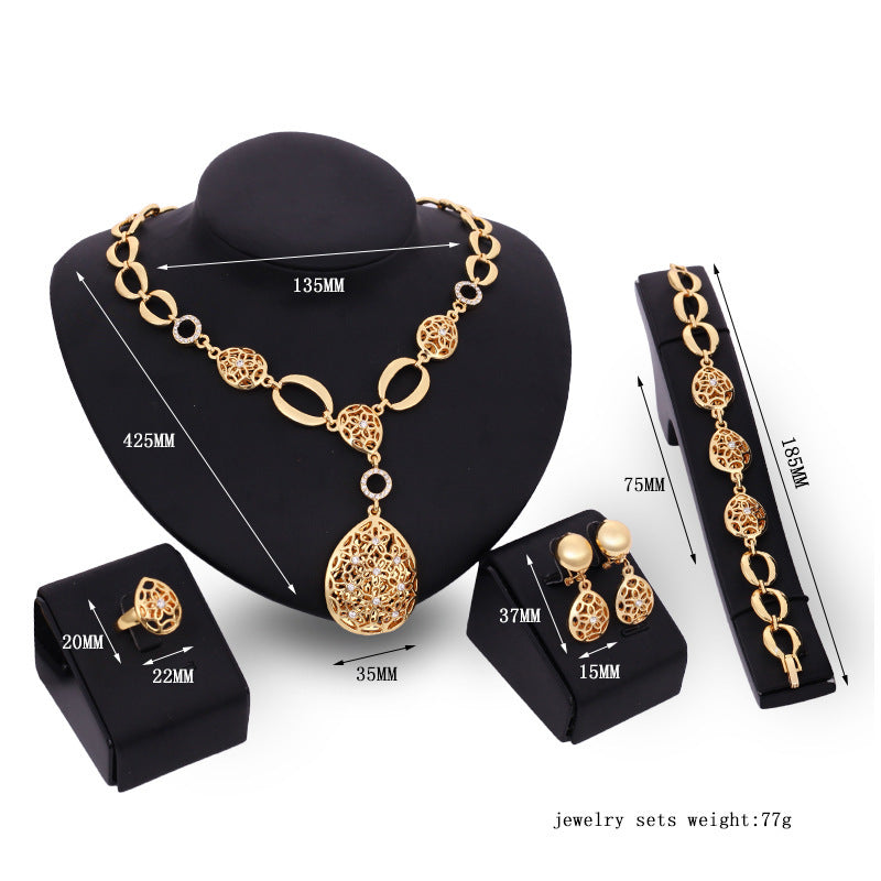 Necklace Earrings Bracelet Ring Four Piece Jewelry Set