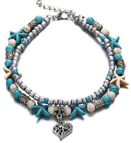 Simplicity Anklets Green Blue Color Star Fish Anklet Women