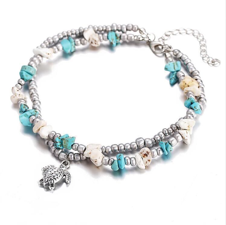 Simplicity Anklets Green Blue Color Star Fish Anklet Women