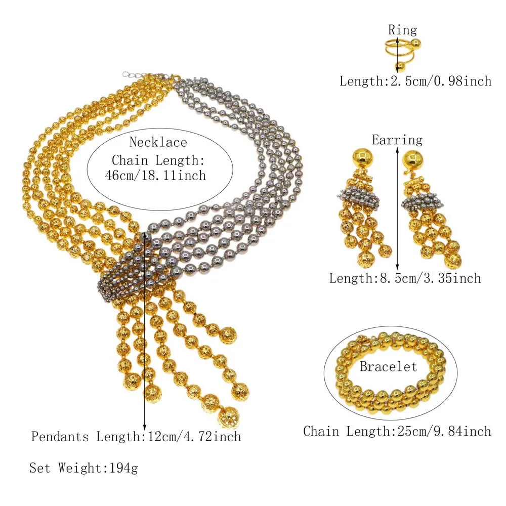 Jewelry Sets For Women Brazil Gold Plated Wedding Two Tone