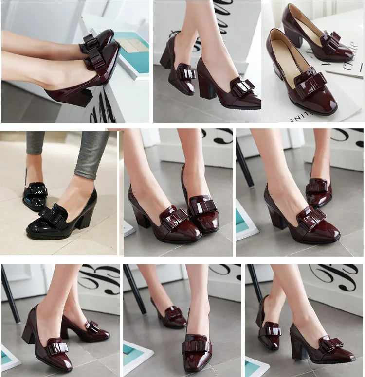 LIHUAMAO Patent leather women shoes