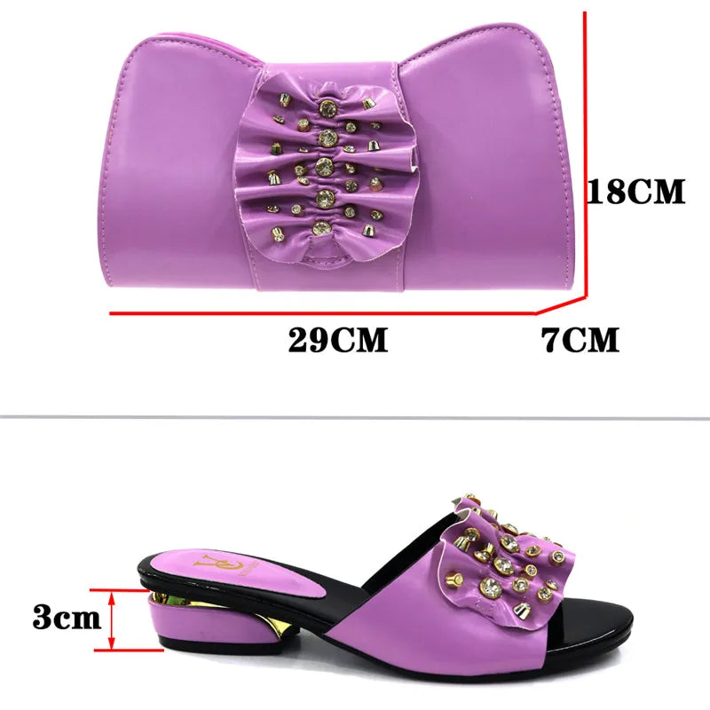 New African Women Shoes And Purse Set Fashion Decorated