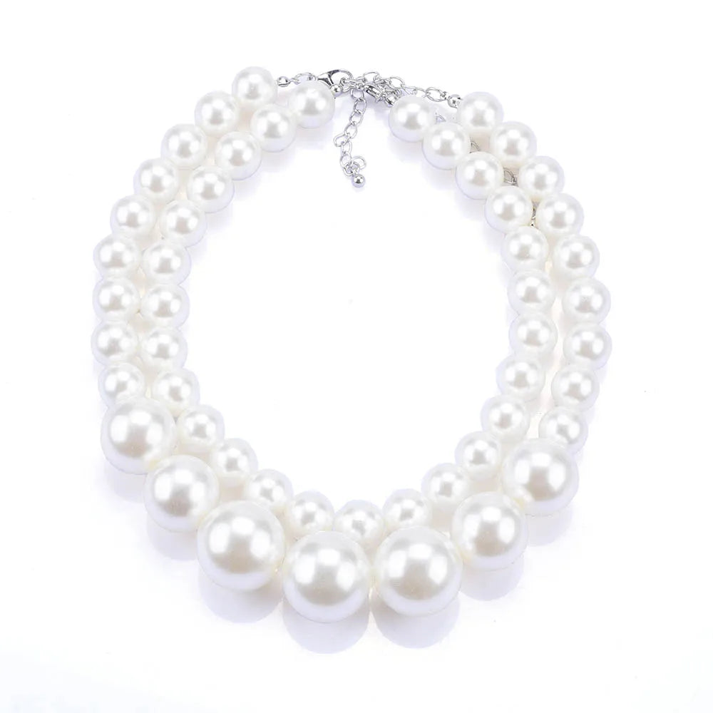 New ZA Fashion Imitation Pearl Double Choker Necklace