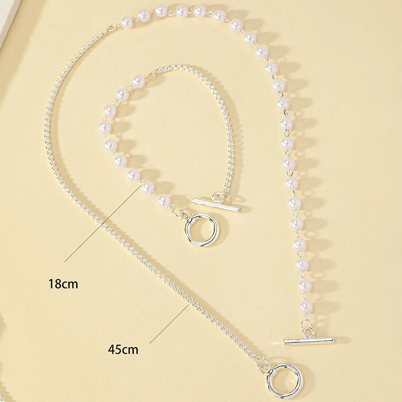 KMVEXO 2pcs Elegant Imitation Pearl Beaded Choker Necklaces