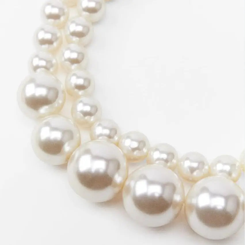 New ZA Fashion Imitation Pearl Double Choker Necklace