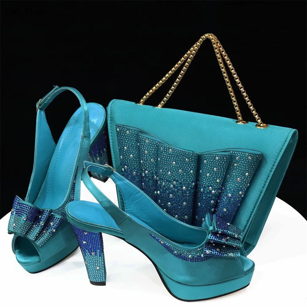 Hot Selling Fashion Yellow Color Women Shoes And Bags