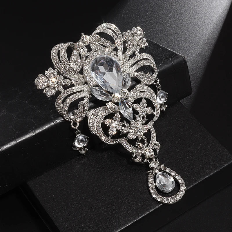 Gorgeous Luxury Pink Zircon Rose Brooch Jewelry