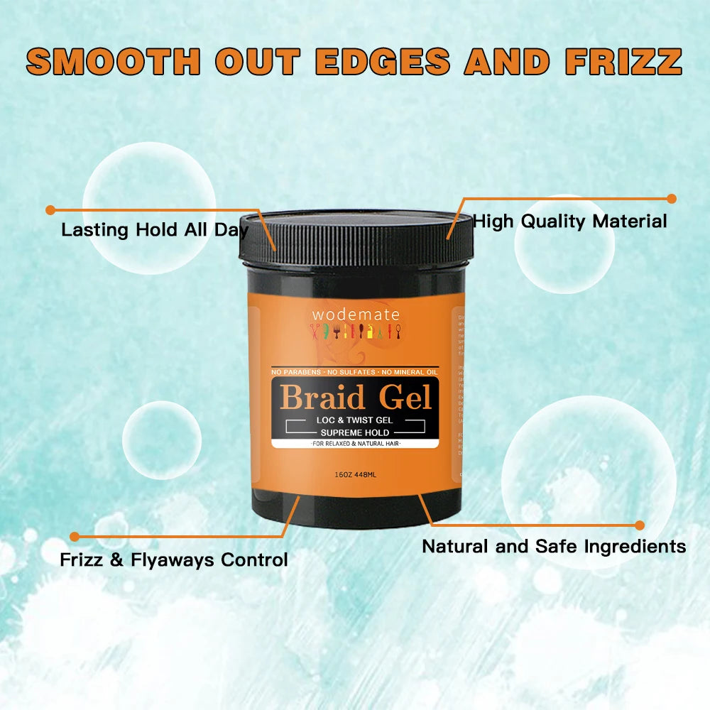 16OZ Braid Gel Hair Control Styling Braiding Cream for Lock