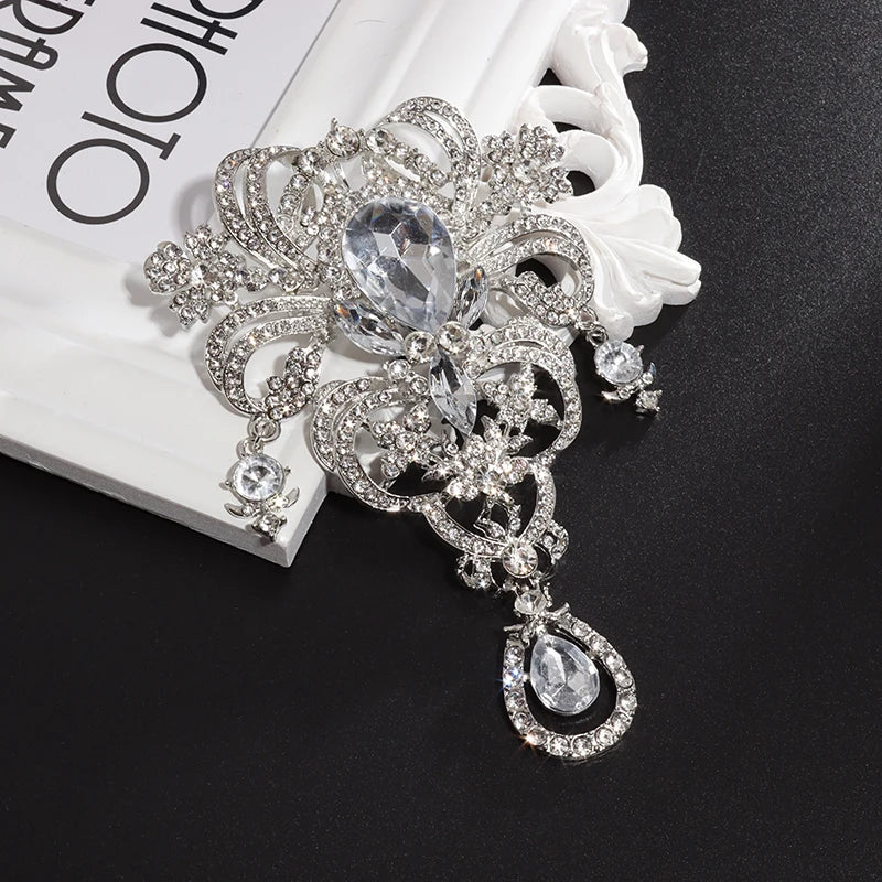 Gorgeous Luxury Pink Zircon Rose Brooch Jewelry