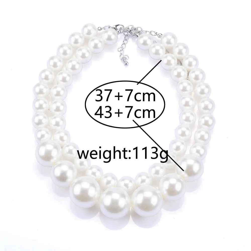 New ZA Fashion Imitation Pearl Double Choker Necklace