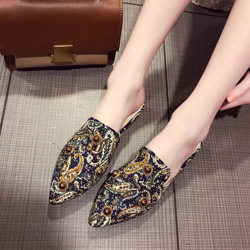 Women's Mules Shoes Women Rhinestone Slippers