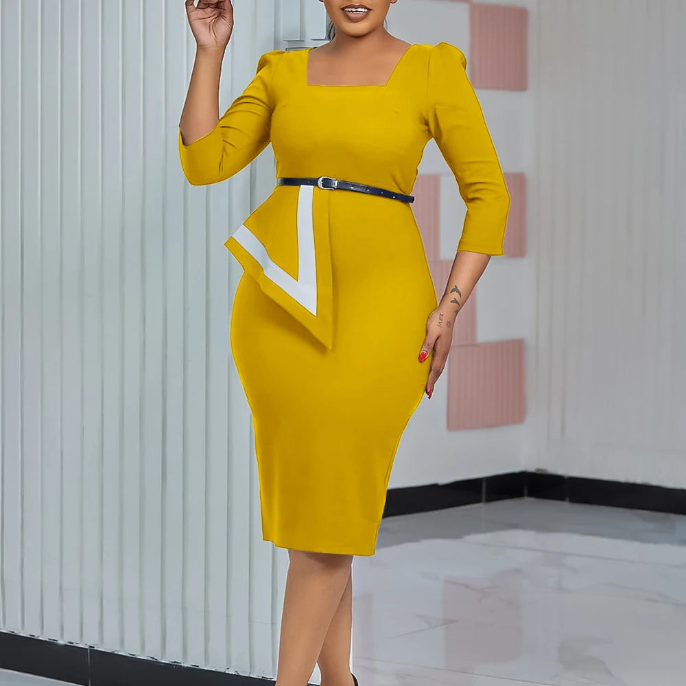 Women New Church Dresses Square Collar Dress