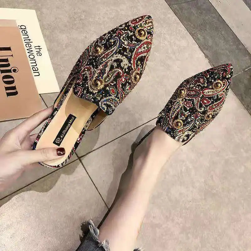 Women's Mules Shoes Women Rhinestone Slippers