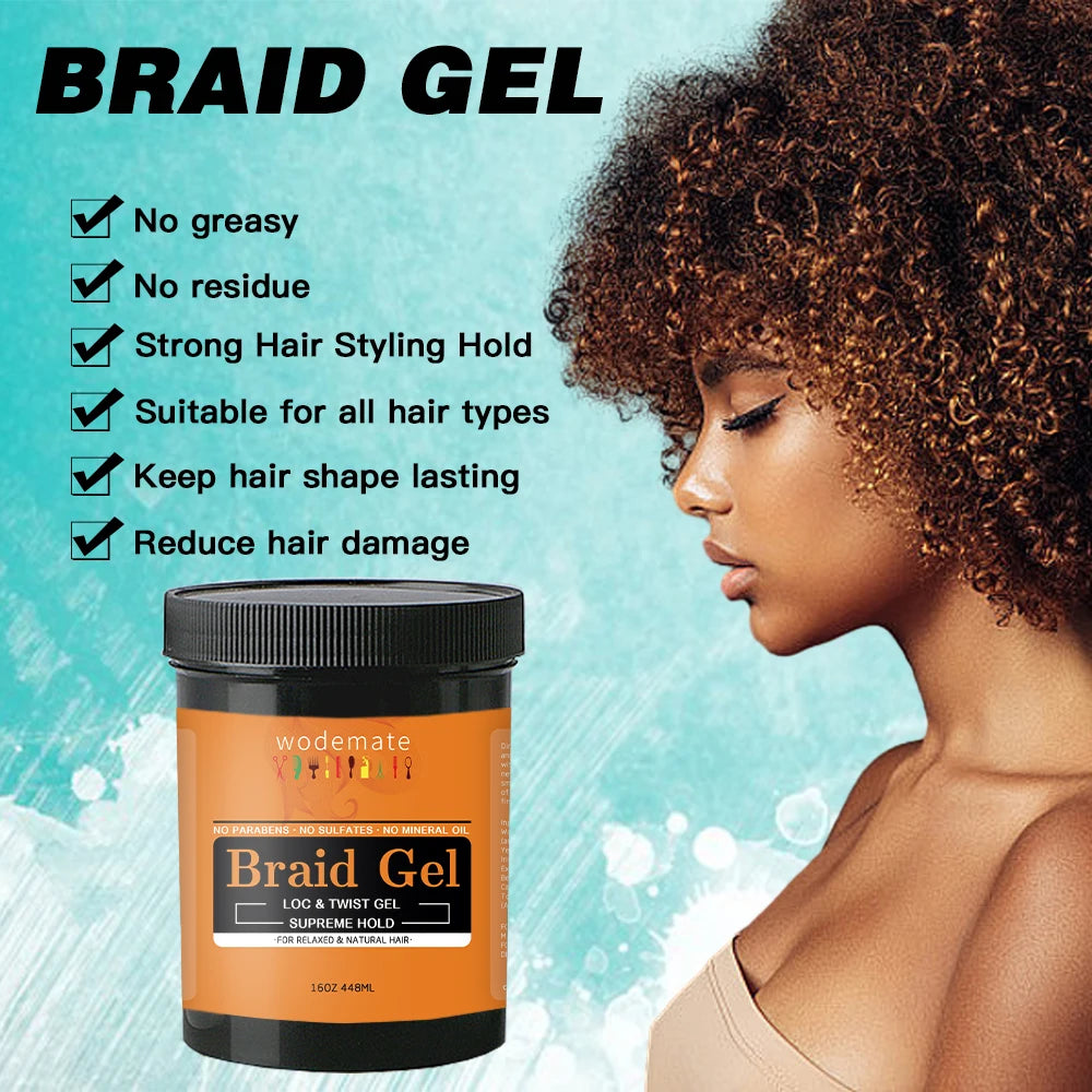 16OZ Braid Gel Hair Control Styling Braiding Cream for Lock