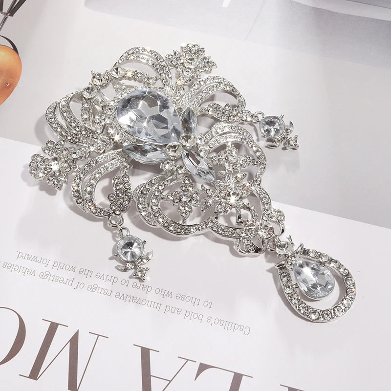 Gorgeous Luxury Pink Zircon Rose Brooch Jewelry