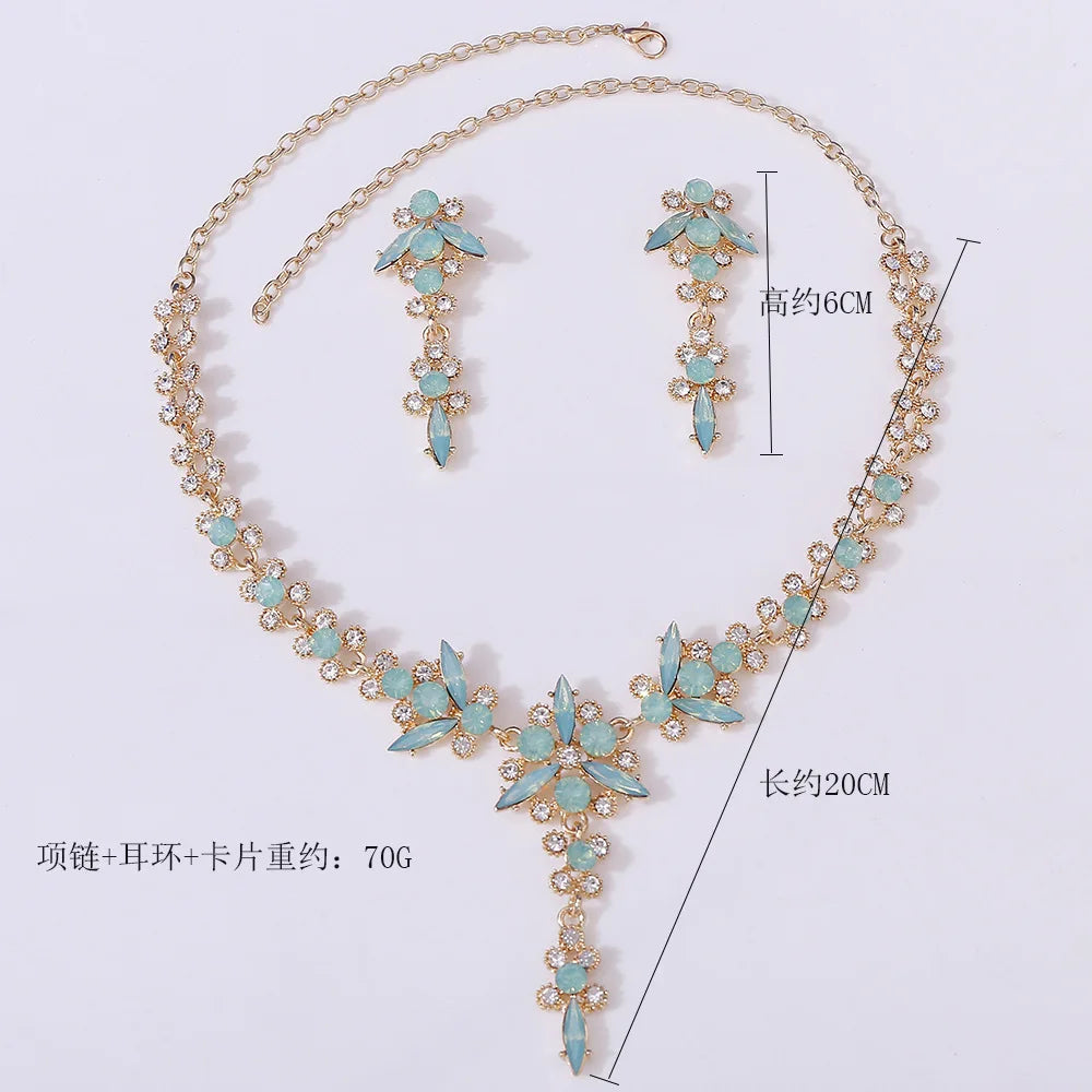 Luxury Women Jewelry Accessories Sets Red Crystal