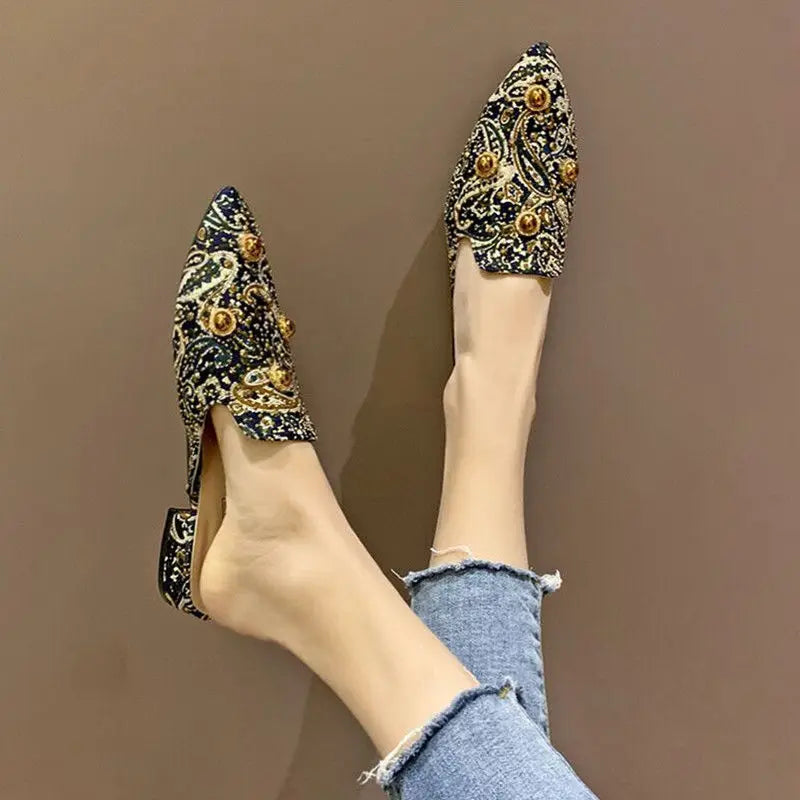 Women's Mules Shoes Women Rhinestone Slippers