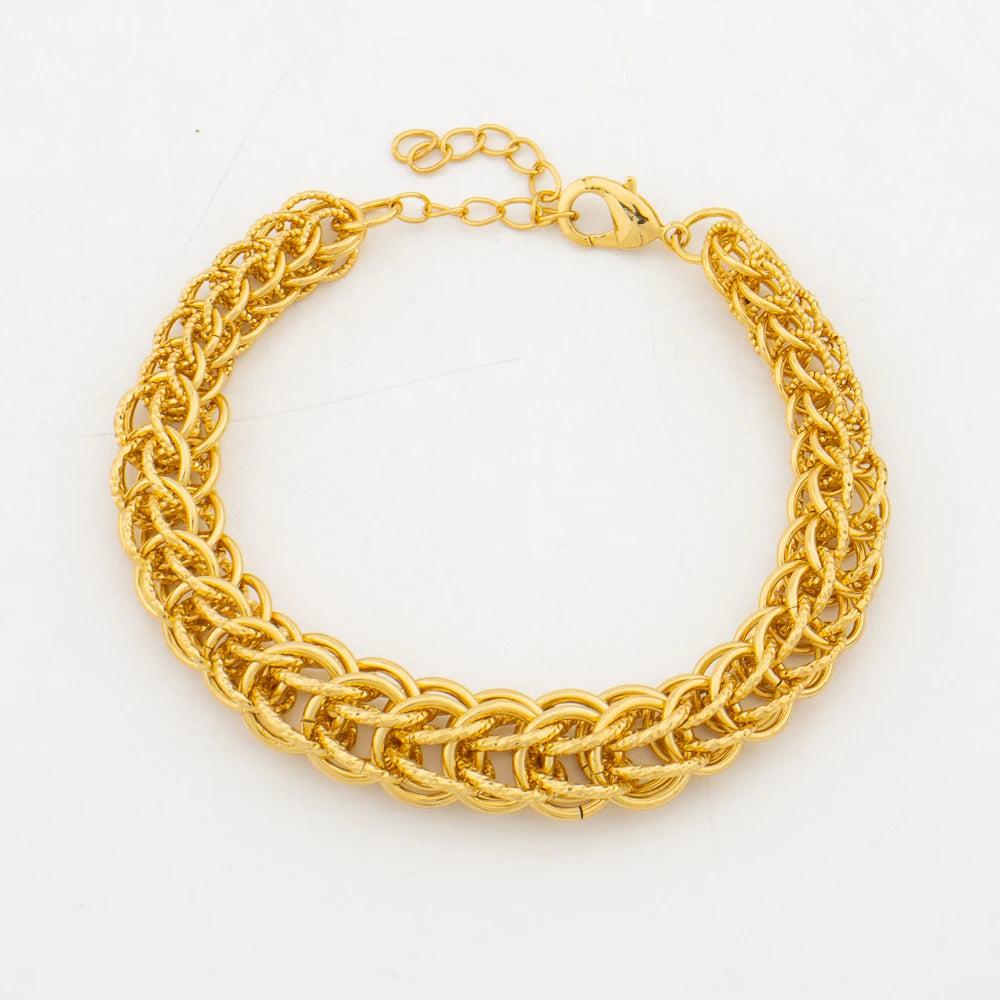 Dubai Jewelry Set for Women Fashion Brazilian Gold Color Chain Necklace
