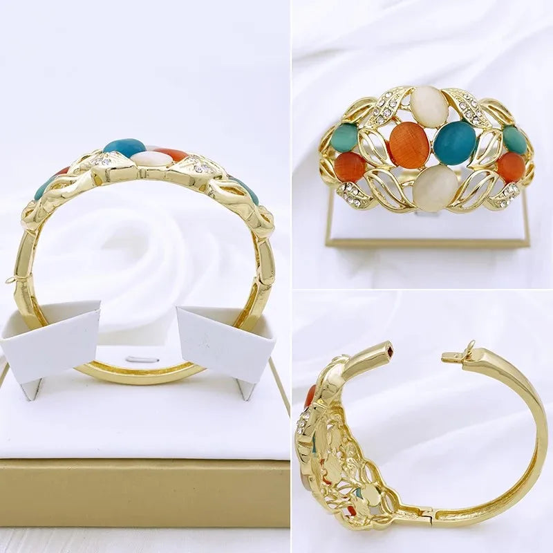 Vintage Opal Jewelry Set For Women Luxury Design Necklace