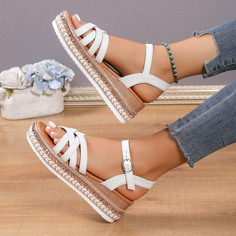 Summer Cross-strap Sandals With Back Buckle Fashion