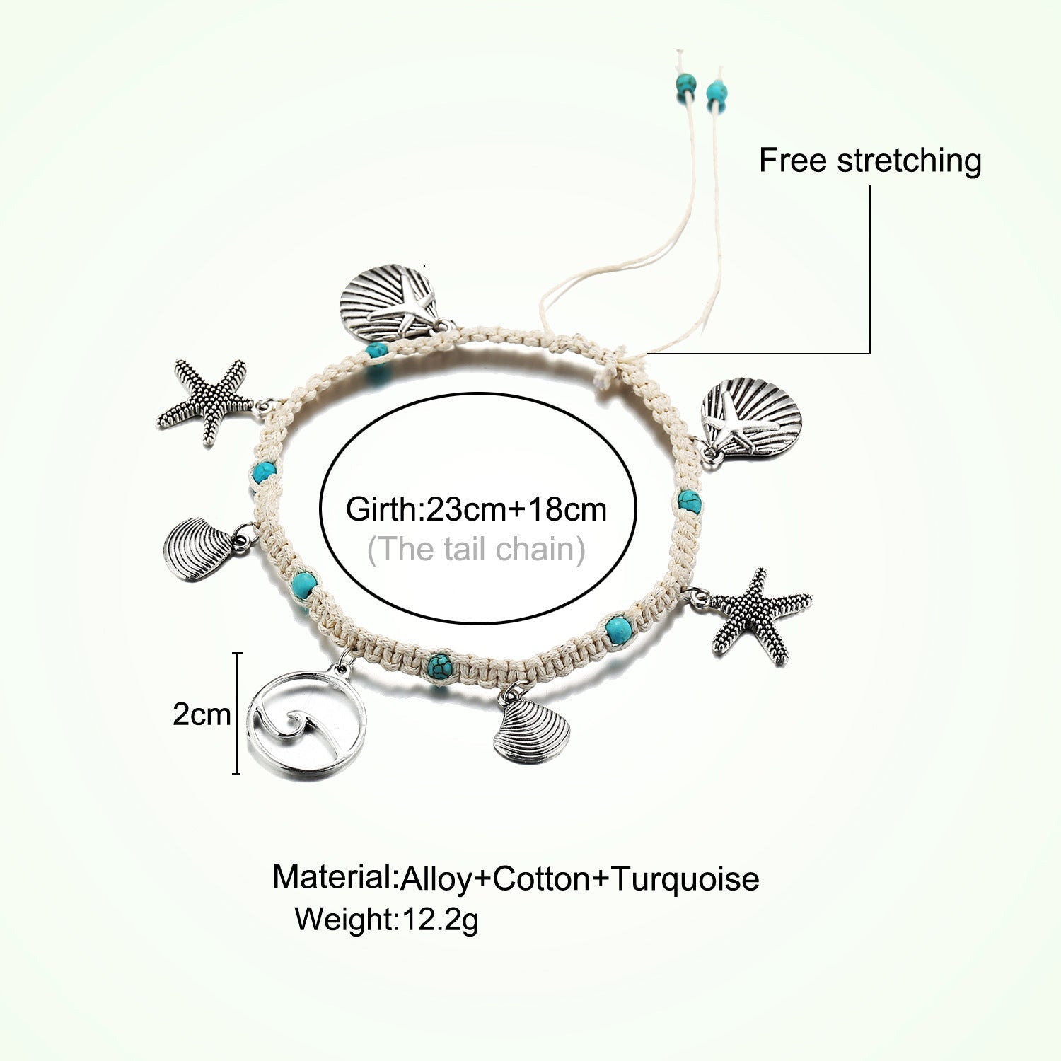 Simplicity Anklets Green Blue Color Star Fish Anklet Women