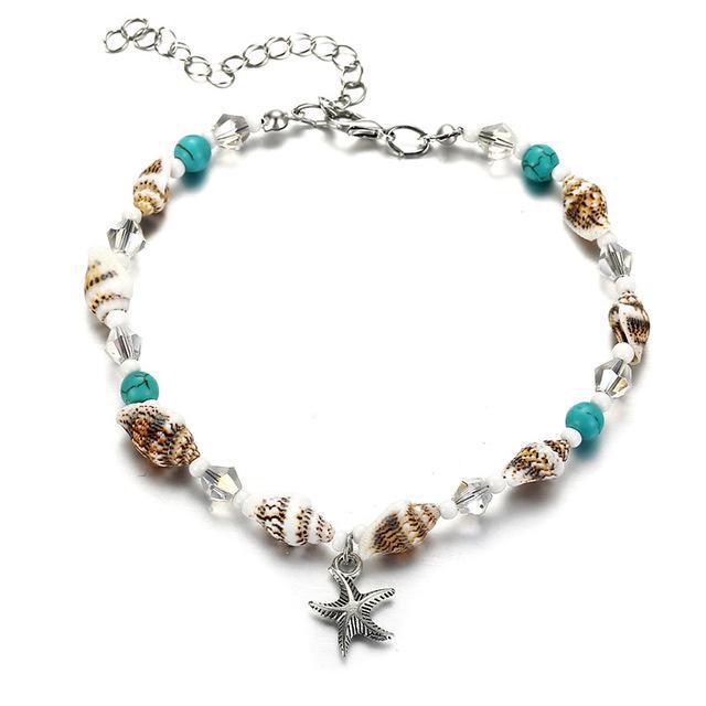Simplicity Anklets Green Blue Color Star Fish Anklet Women
