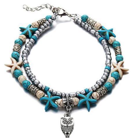 Simplicity Anklets Green Blue Color Star Fish Anklet Women