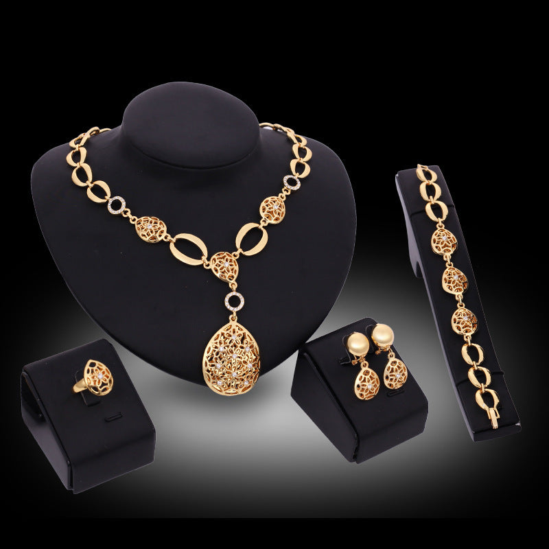Necklace Earrings Bracelet Ring Four Piece Jewelry Set