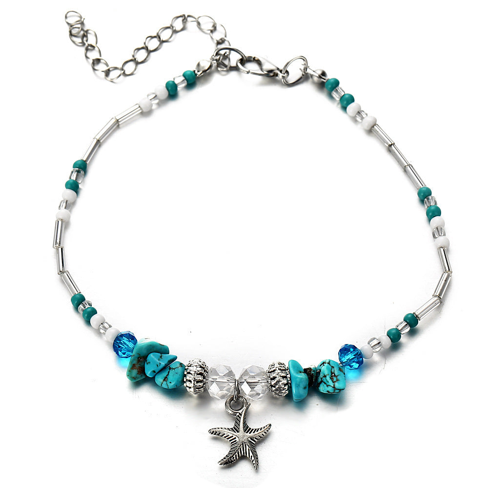 Simplicity Anklets Green Blue Color Star Fish Anklet Women