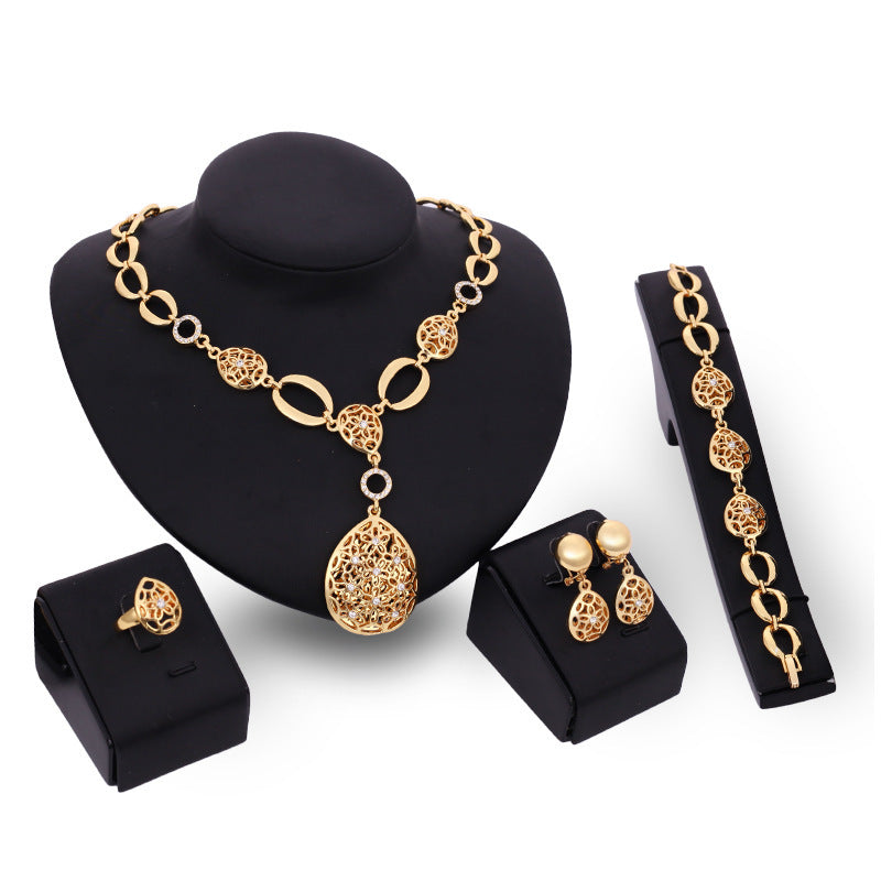 Necklace Earrings Bracelet Ring Four Piece Jewelry Set