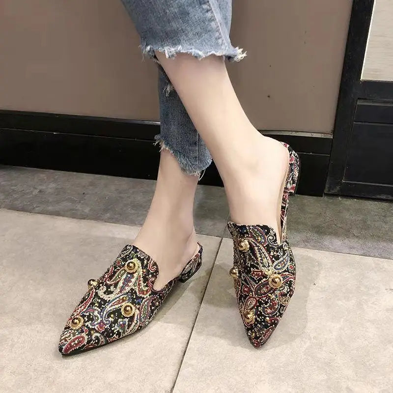 Women's Mules Shoes Women Rhinestone Slippers