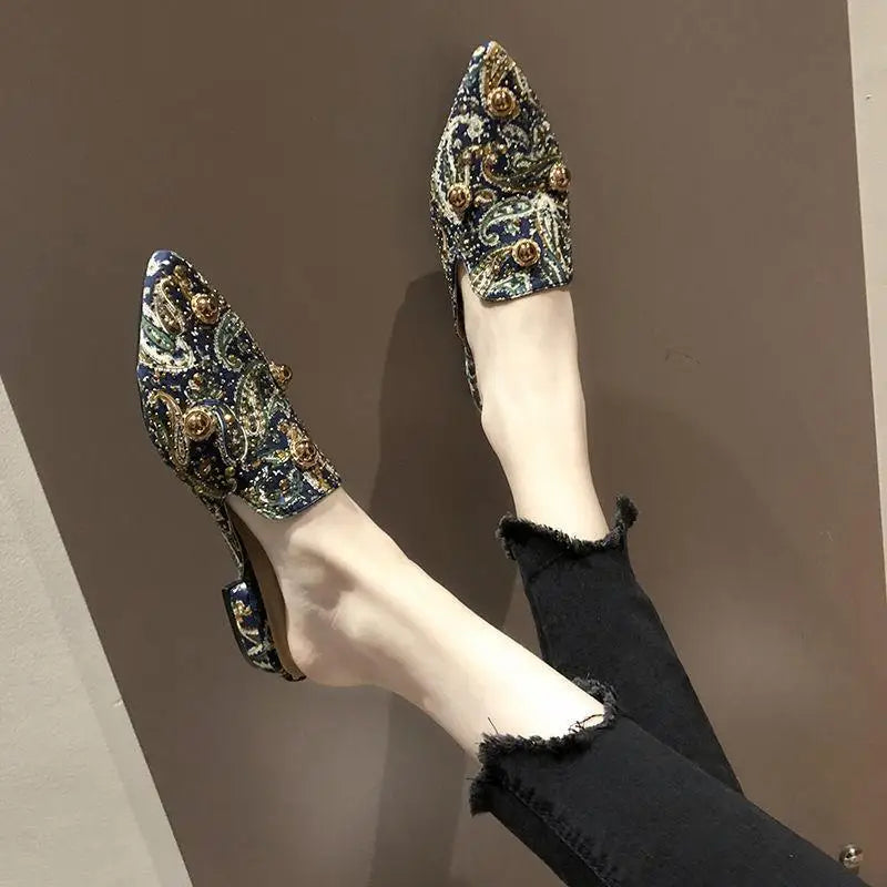 Women's Mules Shoes Women Rhinestone Slippers